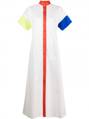 Платье-рубашка в стиле колор-блок Christopher John Rogers. Цвет: белый