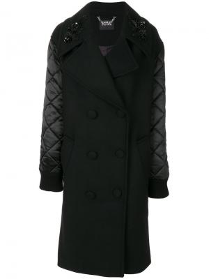 Строгое пальто со стегаными рукавами Markus Lupfer. Цвет: чёрный