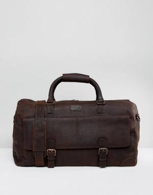 Большая коричневая кожаная сумка British Belt Co Company. Цвет: коричневый