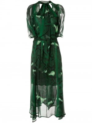 Прозрачное платье со змеиным принтом Petar Petrov. Цвет: зеленый