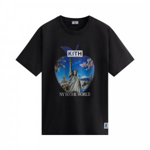 Сувенирная винтажная футболка New York To World, черная Kith