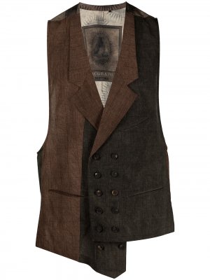 Asymmetric panelled waistcoat Ziggy Chen. Цвет: коричневый
