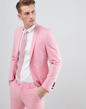 Розовый приталенный пиджак Noose & Monkey. Цвет: розовый