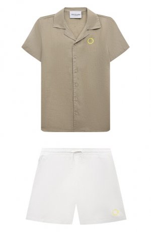 Комплект из рубашки и шорт Trussardi junior. Цвет: бежевый