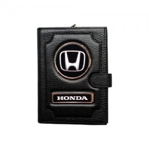 Обложка для автодокументов и паспорта (хонда) кожаная флотер 4 в 1 Honda