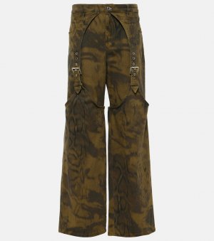 Джинсовые брюки широкого кроя с принтом , зеленый Blumarine