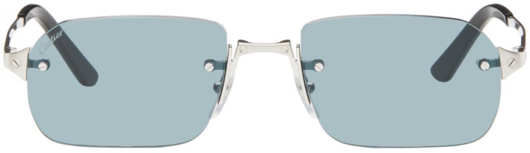 Серебристые и синие солнцезащитные очки Santos de CT0460S Cartier
