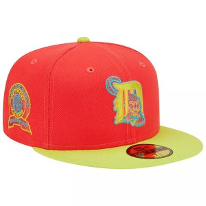 Мужская кепка New Era красный/неоново-зеленый Detroit Tigers 1968 World Series Champions Lava Highlighter Combo 59FIFTY Облегающая шляпа