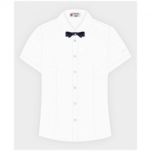 Блузка с коротким рукавом белая для девочек, модель 222BBGS22060200, размер 146 Button Blue. Цвет: белый