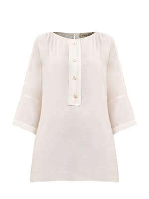 Свободная блуза из тонкого модала с рукавами ¾ и вставкой на пуговицах GENTRYPORTOFINO. Цвет: белый