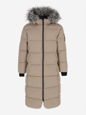 Пальто утепленное для девочек Orlov, Бежевый Tokka Tribe. Цвет: бежевый