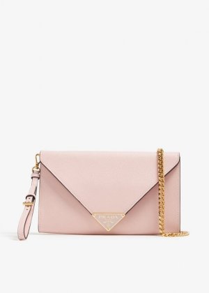 Клатч Saffiano Leather Envelope, розовый Prada