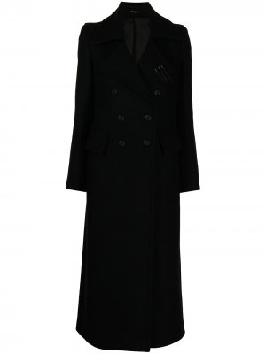 Длинное двубортное пальто Isabel Benenato. Цвет: черный