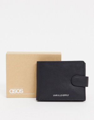 Кожаный бумажник с тисненым дизайном и замшевой внутренней частью ASOS Unrvlld Supply-Черный цвет Spply