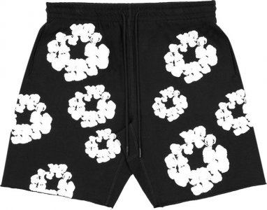 Спортивные шорты READYMADE x Denim Tears Cotton Wreath Sweatshorts 'Black/White', черный
