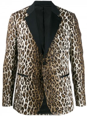 Жаккардовый блейзер с леопардовым принтом Versace. Цвет: черный
