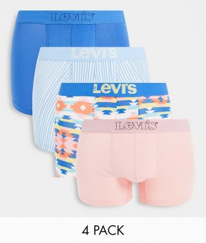 Набор из 4 боксеров-брифов голубого и розового цвета со сплошным ковровым принтом Levis-Голубой Levi's