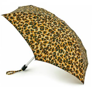 Мини-зонт , коричневый, черный FULTON. Цвет: черный/коричневый