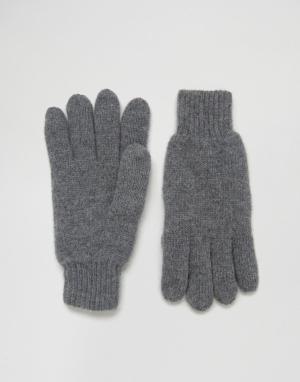 Шерстяные перчатки Selected Homme. Цвет: серый