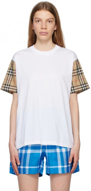 Белая футболка в клетку Vintage Check , цвет White Burberry