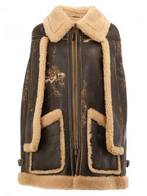 Пальто-накидка с рваными деталями Maison Margiela. Цвет: коричневый