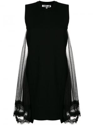 Платье футболочного кроя с кружевной панелью на спине McQ Alexander McQueen. Цвет: чёрный