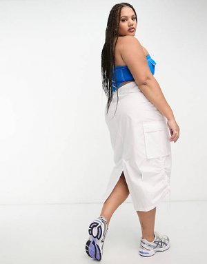Белая юбка-макси со сборками по бокам ASOS DESIGN Curve