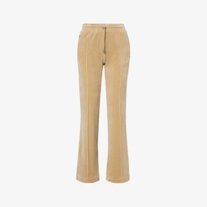 Велюровые спортивные брюки прямого кроя со средней посадкой, украшенные стразами , цвет nomad483 Juicy Couture