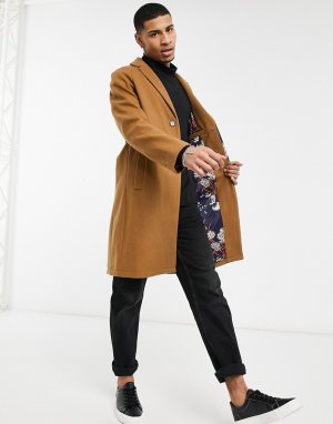 Пальто-кокон с добавлением шерсти -Коричневый цвет Harry Brown