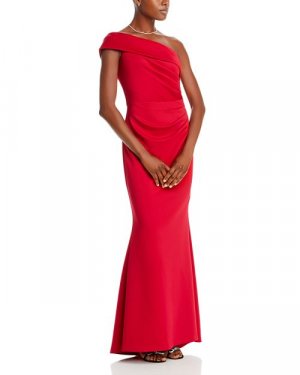 Атласное платье на одно плечо , цвет Red Eliza J