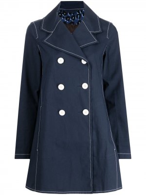 Двубортное пальто 2010-х годов Louis Vuitton. Цвет: синий