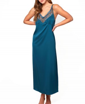 Женское длинное платье lucile из атласа и кружева, бирюзовый Icollection