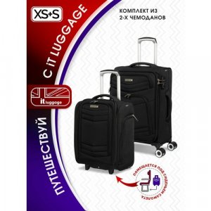 Комплект чемоданов IT Luggage, 2 шт., размер S+, черный, серый luggage. Цвет: черный/серый