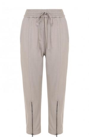 Укороченные хлопковые брюки с эластичным поясом Roque. Цвет: серый
