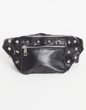 Черная сумка через плечо с заклепками -Черный цвет SVNX
