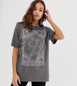 Oversize-футболка с астрологическим принтом Rokoko. Цвет: черный