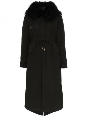 Пальто с капюшоном и овчиной Mr & Mrs Italy. Цвет: черный