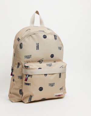 Рюкзак бежевого цвета со сплошным логотипом -Нейтральный Tommy Jeans