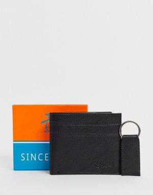 Складной бумажник и брелок для ключей -Черный Original Penguin