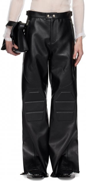 Черные мотоциклетные брюки из искусственной кожи System