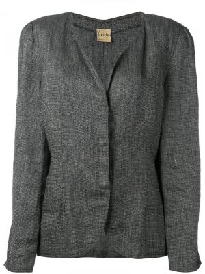 Пиджак без воротника с подвернутыми лацканами Krizia Vintage. Цвет: серый
