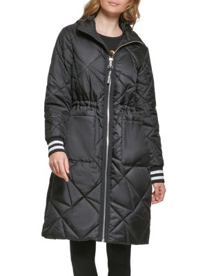 Стеганая куртка-пуховик в полоску с манжетами , черный Karl Lagerfeld Paris
