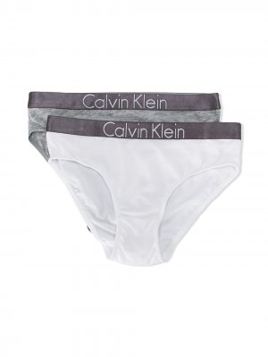Набор из двух трусов с логотипом Calvin Klein Kids. Цвет: серый