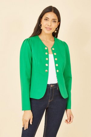 Зеленая куртка из понте с пуговицами в стиле милитари , зеленый Yumi