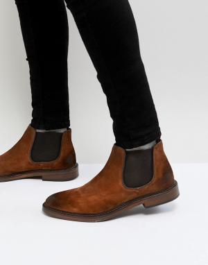 Светло-коричневые замшевые ботинки челси Walk London Darcy. Цвет: рыжий
