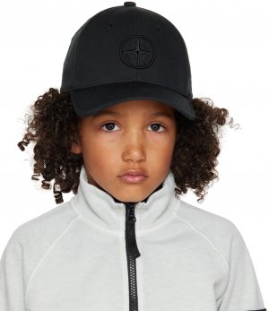 Детская черная кепка с вышивкой, Код поставщика: 101691265 Stone Island Junior