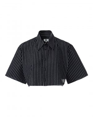 Укороченная рубашка MM6 Maison Margiela. Цвет: черный+серебряный