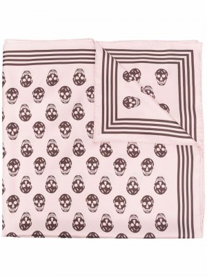 Шелковый платок с принтом Skull Alexander McQueen. Цвет: розовый