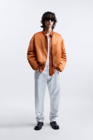 Атласная куртка для пилота, ограниченная серия Zara, оранжевый ZARA