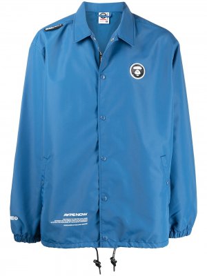 Куртка-рубашка с логотипом AAPE BY *A BATHING APE®. Цвет: синий